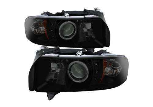 Spyder Projector Black-Smoked LED Headlights 94-01 Ram Non-Sport - Click Image to Close